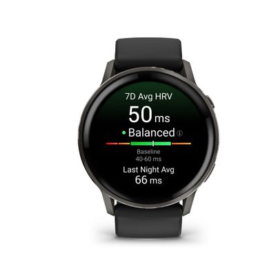 Garmin Venu 4 Smartwatch 45mm Gri Ardezie Curea din Silicon Negru