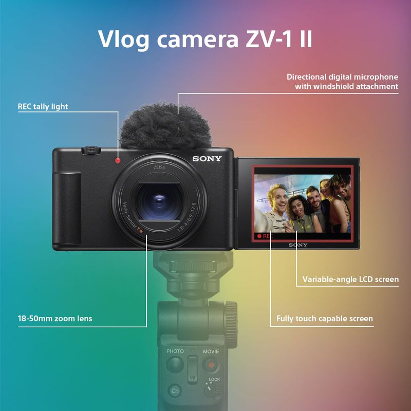 SonyZV1IIAparatFotoCompactVloggingcuObiectivZEISSVarioSonnarT1850mmF184