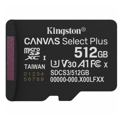Kingston Canvas Select Plus Gen3 Card de memorie microSDXC 512GB 150MB/s A1 Fara  Adaptor