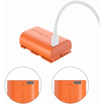 SmallRig 5407 Acumulator pentru Canon LP-E6P 2520 mAh cu Port USB-C si Cablu Inclus Portocaliu
