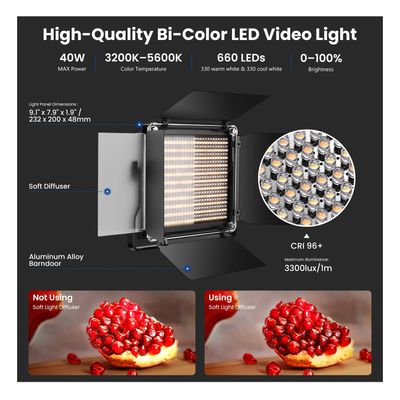Neewer 660 Kit 2 Lampi LED Studio Bi-Color 40W 3200K-5600K