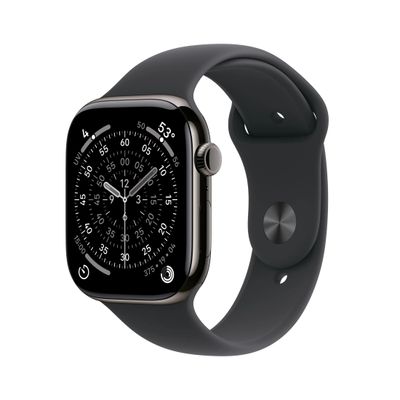 Apple Watch S11 Smartwatch GPS + Cellular Carcasa Slate Titanium 46mm Curea Black Sport M/L