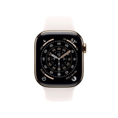 Apple Watch S11 Smartwatch GPS + Cellular Carcasa Gold Titanium 46mm Curea Light Blush Sport M/L