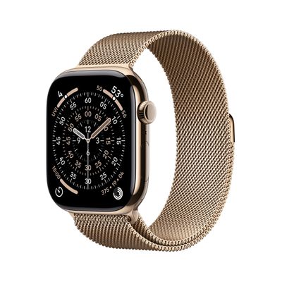 Apple Watch S11 Smartwatch GPS + Cellular Carcasa Gold Titanium 42mm Gold Milanese Loop