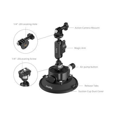 SmallRig 5855 Suport cu Ventuza 4,5 inchi pentru Camere de Actiune