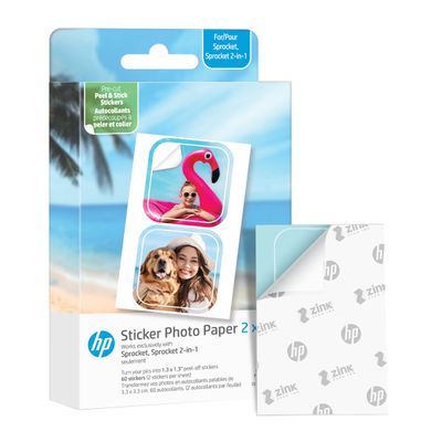 HP Hartie Foto Zink Tip Autocolante Pre-taiate pentru Imprimanta Sprocket Luna 5x8 cm 30 Coli