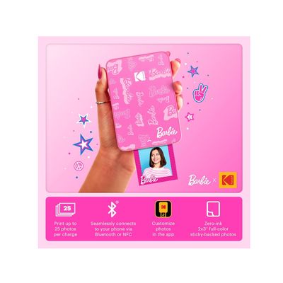 Kodak Imprimanta Portabila Barbie 2 Step Slim Roz 5x8 cm