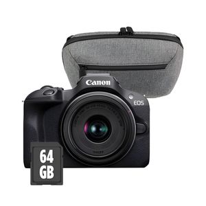 Canon EOS R100 Aparat Foto Mirrorless Bundle Obiectiv RF 18-45mm cu Geanta si Card 64GB