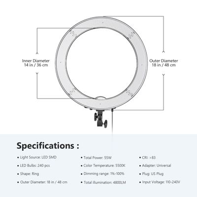Neewer RL-18 Lampa LED Bi-Color Circulara 18"