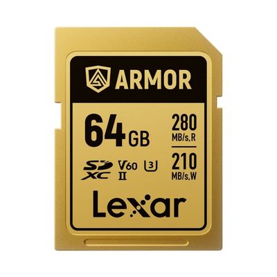 Lexar ARMOR Gold Card de Memorie SDXC UHS-II 64GB Otel Inoxidabil