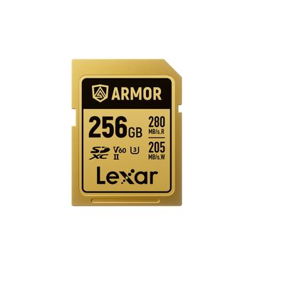 Lexar ARMOR Gold Card de memorie SDXC UHS-II U3 IP68 R280/W210 V60 256GB Otel Inoxidabil