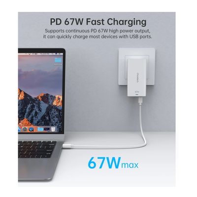Choetech PD6011 Incarcator Retea Slim 67W 3.35A USB-A USB-C Alb