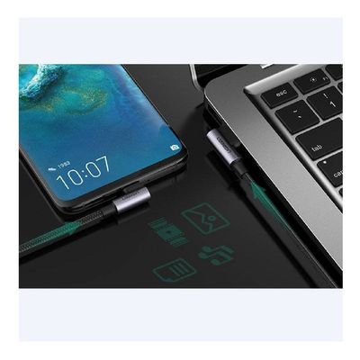 Ugreen 20855 Cablu USB la USB Type-C 3A Unghi Drept 0.5m Negru