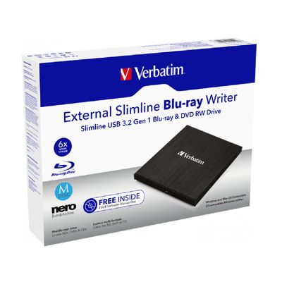 Verbatim Slimline 43890 Blu-Ray Writer Extern USB 3.0 Negru