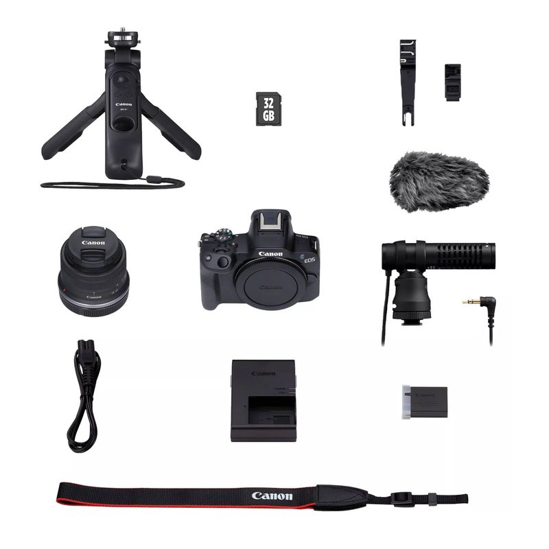 CanonEOSR50AparatFotoMirrorlessKitCreatorcuObiectivRFS1845mmF4563ISSTMNegru