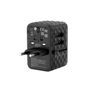 Verbatim UTA-05 Adaptor Universal de Calatorie GaN III 65W 2 x USB-C 2 x USB-A PD QC 4+ Negru