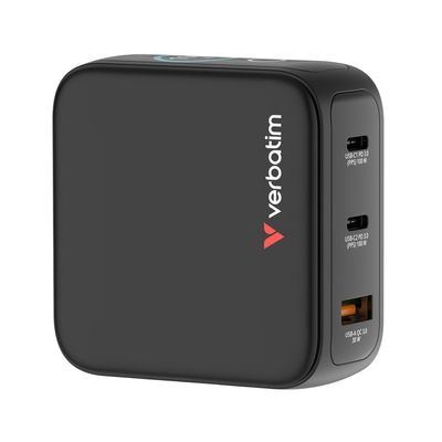 Verbatim Incarcator Mini GaN 100W Display si 3 Porturi Negru