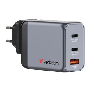 Verbatim Incarcator de Perete GaN 65W 2 x USB-C PD 65W 1 x USB-A QC 3.0
