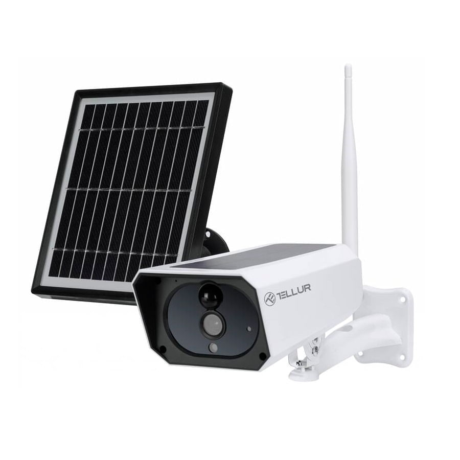 contor bidirectional trifazat Resigilat: Tellur Smart Camera WIFi Solara 1080P, PIR, Alb - RS125061339-1