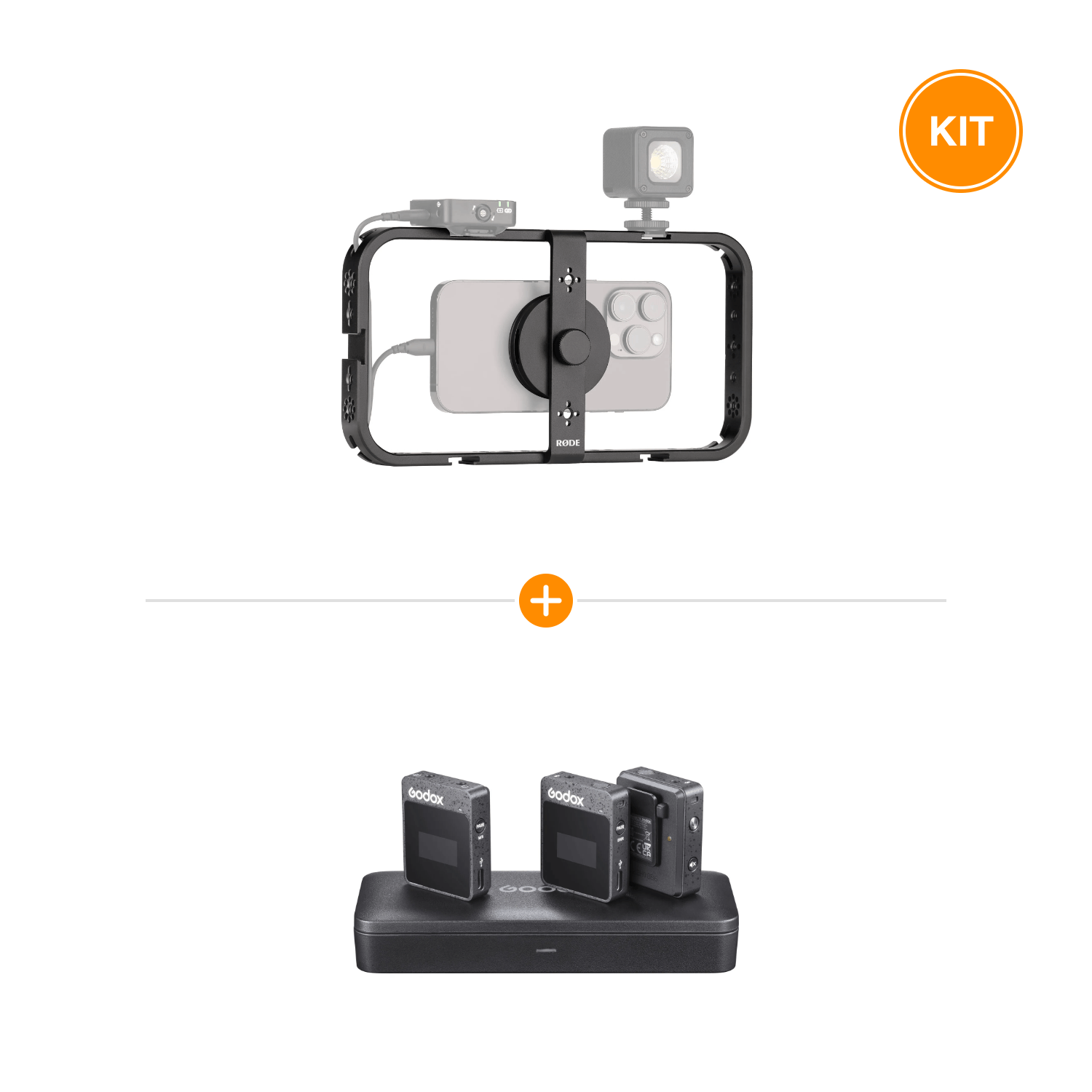 Telephony [Pachet] Rode Phone Cage Kit Carcasa pentru Telefon + Godox MoveLink II M2 Sistem Wireless Compact Negru