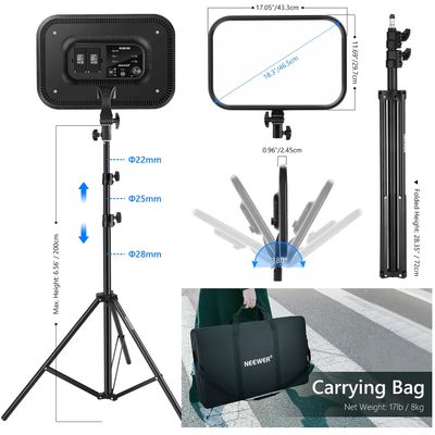 Neewer RGB168 Kit 2 Lampi LED RGB 2500K-8500K si 2 Stative 200cm