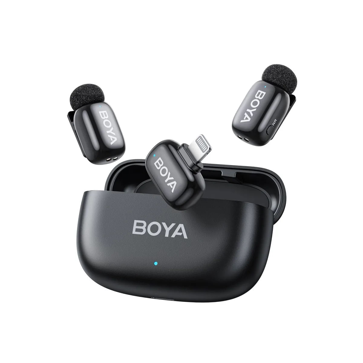 mini imprimanta Resigilat: Boya Mini-15 Sistem Microfon Wireless Ultra Mini 2.4 GHz 2TX + 1RX Lightning Negru - RS125087644-1
