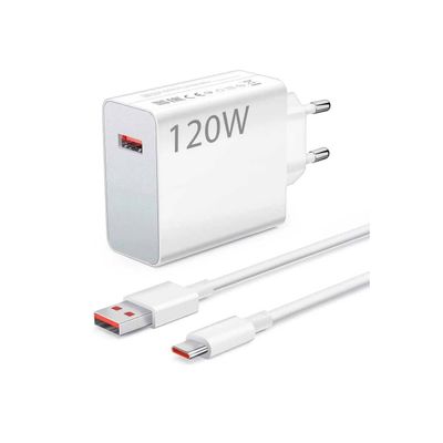 Xiaomi 120W HyperCharge Combo Type-A EU Incarcator Rapid cu Cablu USB-C 1 m Alb
