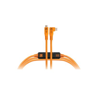 TetherPro Optima 10G Cablu USB-C 3m Mufa Dreapta-Unghi Portocaliu