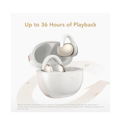 TCL Crystal Clip Casti Open-Ear True Wireless Bluetooth Lunar White
