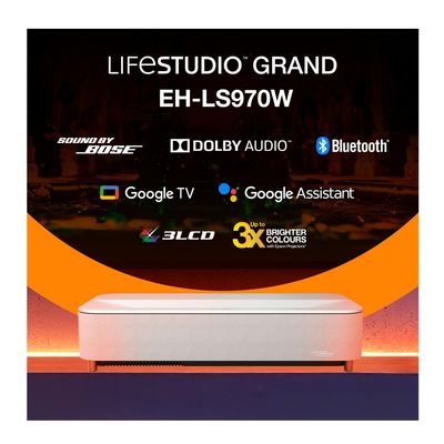 Epson EH-LS970W Lifestudio Grand Plus Proiector Laser Inteligent Rezolutie 4K Alb Diamant