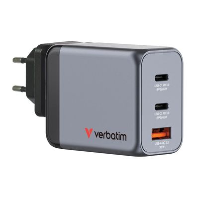Resigilat: Verbatim Incarcator de Perete GaN 65W 2 x USB-C PD 65W 1 x USB-A QC 3.0 - RS125095720-1