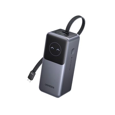 Ugreen Acumulator Portabil 20000mAh QC+PD 1xUSB-A 2xUSB-C 130W + Cablu Retractabil Gri