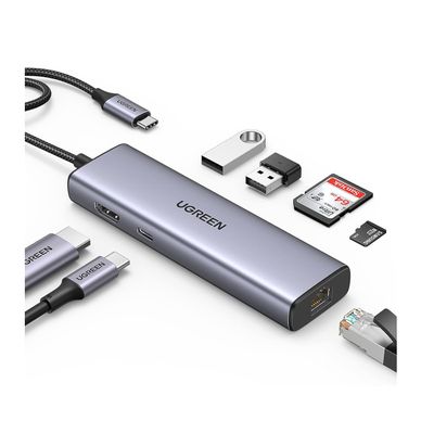 Ugreen Hub 7 in 1 USB-C 4K@30Hz HDMI RJ45 Gri