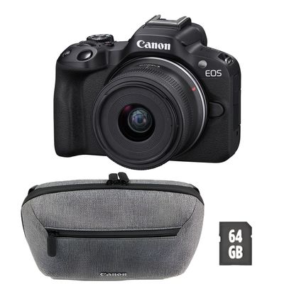 Resigilat: Canon EOS R50 Aparat Foto Mirrorless Bundle Obiectiv RF 18-45mm cu Geanta si Card 64GB - RS125094655-1