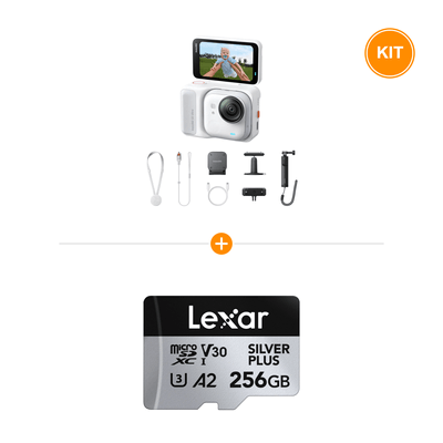 [Pachet] Insta360 GO Ultra Creator Bundle Arctic White + Lexar Profesional Silver Plus Card de Memorie microSDXC 256GB UHS-I V30