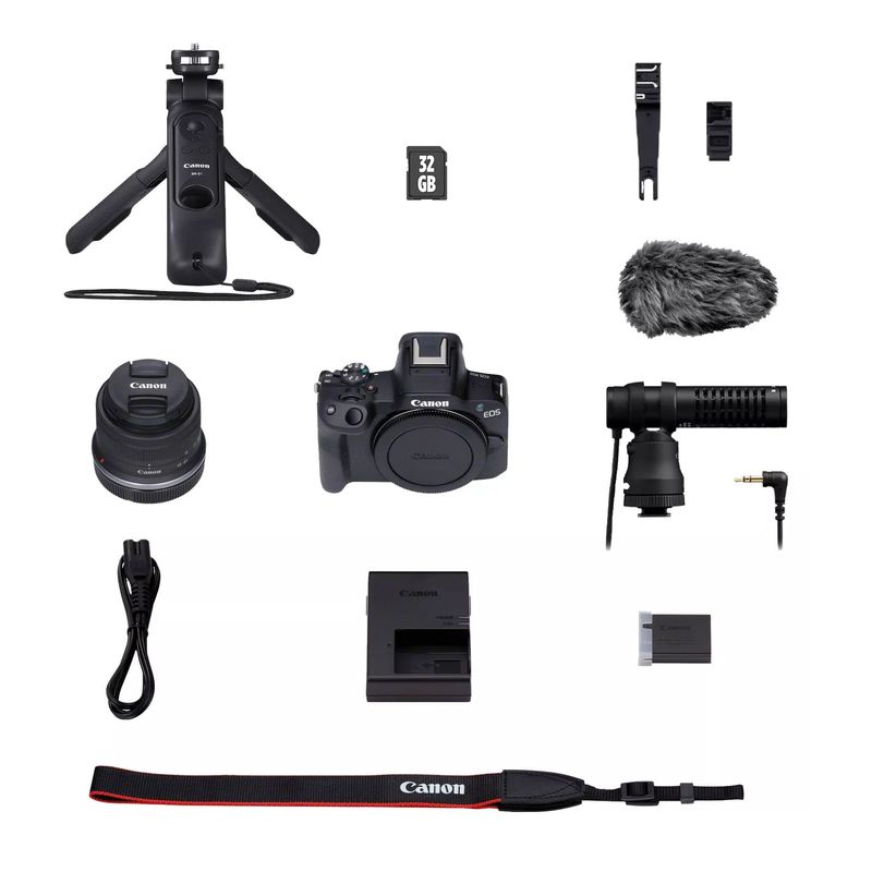 CanonEOSR50AparatFotoMirrorlessKitCreatorcuObiectivRFS1845mmF4563ISSTMNegru