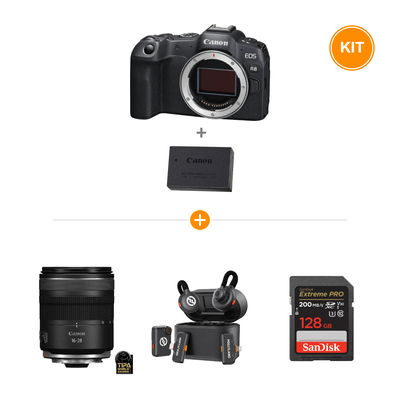 [Pachet] Canon R8 Kit LP-E17 + Canon RF 16-28mm F2.8 IS STM + Hollyland LARK M2S Wireless Duo Space Gray + SanDisk Extreme PRO SD 128GB