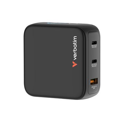 Verbatim Incarcator Mini GaN 100W cu Display si 3 Porturi Negru