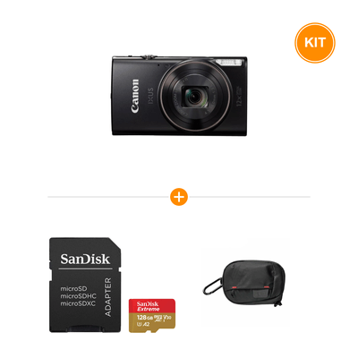 [Pachet] Canon Ixus 285 HS A Negru + SanDisk Extreme SD 128GB + Ulanzi BP14 Geanta Accesorii Foto S
