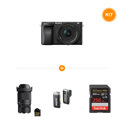 [Pachet] Sony A6400 kit 16-50mm II + Sigma 16-300mm F3.5-6.7 DC OS [C] montura E + Godox WEC-S KIT1 Wireless Microfon + SanDisk Extreme PRO SD 256GB