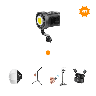 [Pachet] Kit Vlog si Podcast - Lampa RGB Ulanzi 120W + Softbox 30 cm + Stativ cu Brat Boom + Lampa Circulara cu Minitrepied + Lavaliera MiniPods-K2
