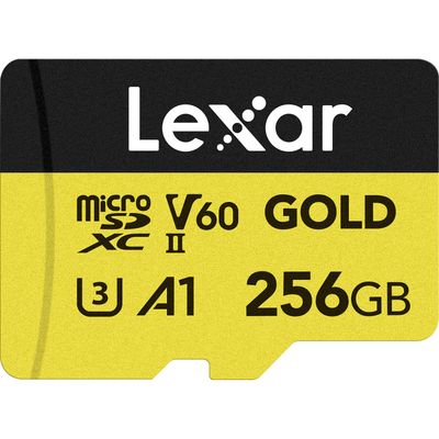 Resigilat: Lexar Card de Memorie microSDXC Professional UHS-II 256GB V60 Gold - RS125074661-1