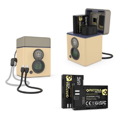 Patona Protect 4153 Incarcator Dual Retro cu 2 Baterii Incluse pentru Canon LP-E6P