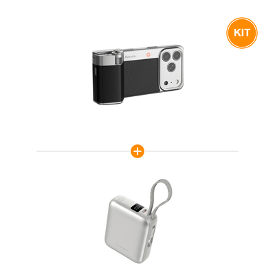 [Pachet] PGYTECH RetroVa Kit Grip pentru iPhone 17 Pro Max Negru Grafit + Choetech B832-SL Mini Baterie Externa 10000mAh 35W Cablu USB-C Argintiu