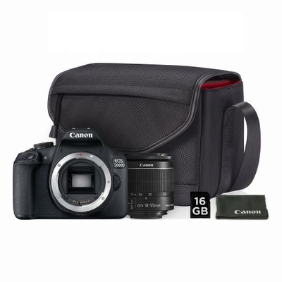 Canon EOS 2000D Aparat Foto DSLR Kit cu Obiectiv 18-55mm F3.5-5.6 IS II Geanta si Card 16GB