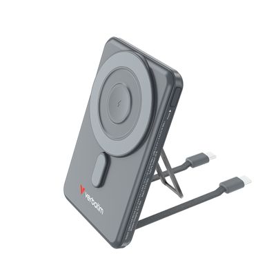 Verbatim Acumulator Extern 5000mAh Magnetic Wireless cu 2 cabluri USB-C Gri
