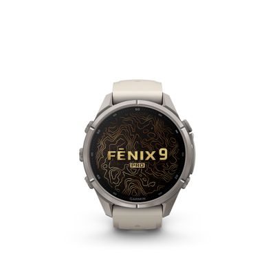 Garmin Fenix 9 Pro Smartwatch 43mm AMOLED inReach Titan cu Curea din Silicon Fog Gray/Dark Sandstone
