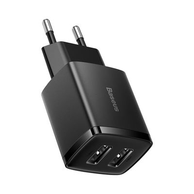 Baseus Incarcator Retea Compact 2x USB-A 10.5W Negru