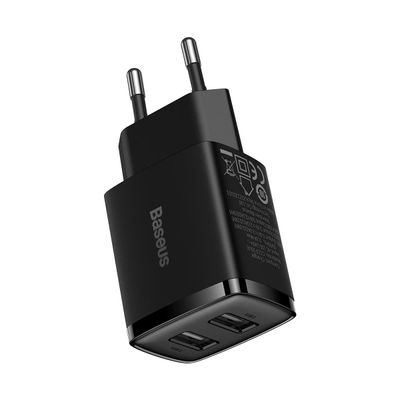 Baseus Incarcator Retea Compact 2x USB-A 10.5W Negru