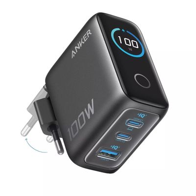 Anker Incarcator Retea 100W 2x USB-C 1x USB-A Smart-Display Gri